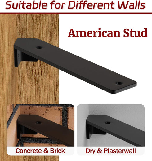 ISOKER 5 inch 3-Pack 1/5 Corner Shelf Bracket, Thick Carbon Steel Hidden Shelf Brackets, Rustic Industrial Brackets