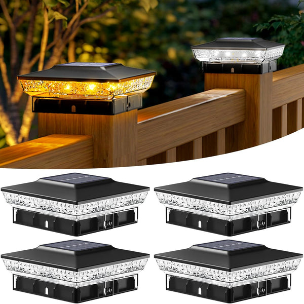 btfarm 4x4 Solar Post Cap Lights Outdoor, 2 Modes 16 LED Fence