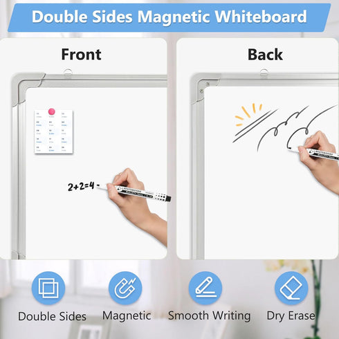 Dry Erase Board for Wall, Double-Sided 12" x 16" Small Hanging Magnetic Whiteboard for Planning & Memo