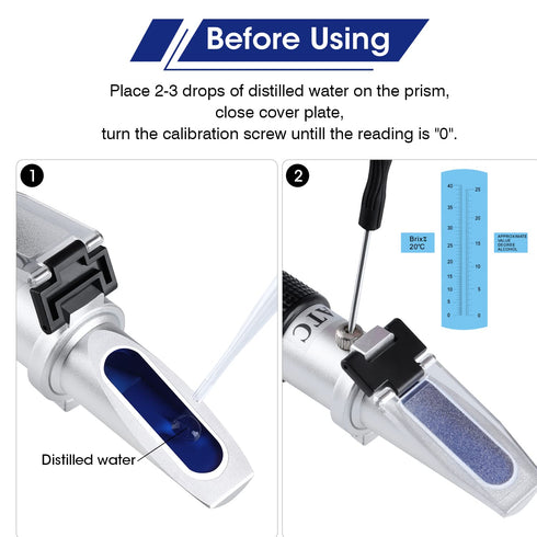 XRCLIF Wine Refractometer for Grape Brewing, Brix 0-40% & Alcohol 0-25% vol, Compact Black Design