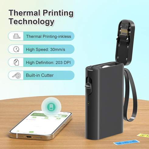Label Maker Machine with Tape, P21 Portable Bluetooth Label Printer, Wireless Mini Label Makers for Organizing Storage