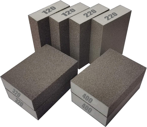 8 PCS Sanding Sponge Assortment, 2 PCS Each of 120, 220, 320, 400 Grit - Coarse Medium Fine Sanding Block
