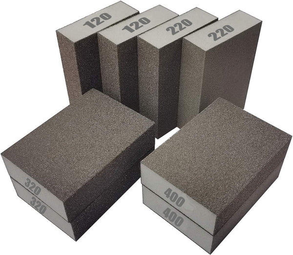 8 PCS Sanding Sponge Assortment, 2 PCS Each of 120, 220, 320, 400 Grit - Coarse Medium Fine Sanding Block