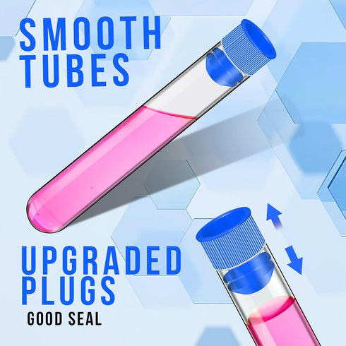 Teenitor 50 Pack Clear Plastic Test Tubes with Blue Caps - 16×100mm for Jewelry & Experiments