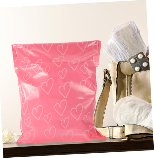 100pcs PartyKindom Self-Sealing Disposal Bags Tear-Resistant Menstrual Envelopes for Women Convenient Heart Design