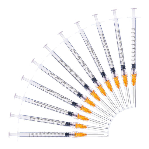 1ml/cc with 25 Gauge 1 Inch Lab Disposable Dispensing Needle Cartridges for Refilling and Measurement Liquids, Pack of 20