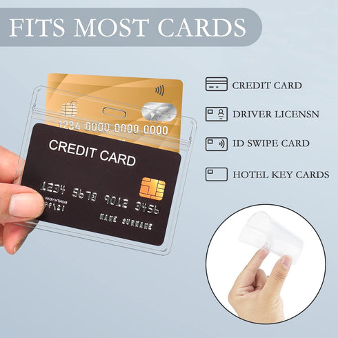 4x3 Inches (200pcs-Horizontal) Horizontal Badge Holder, Clear ID Card Holder with Waterproof Resealable Zip Type