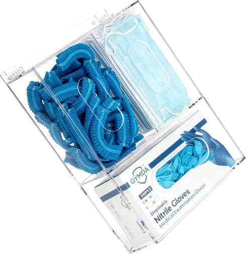 SEANADO Acrylic Disposable Glove Box Face Mask Dispenser Holder Triple Glove Rack Hairnet Tissue Napkin Dispenser