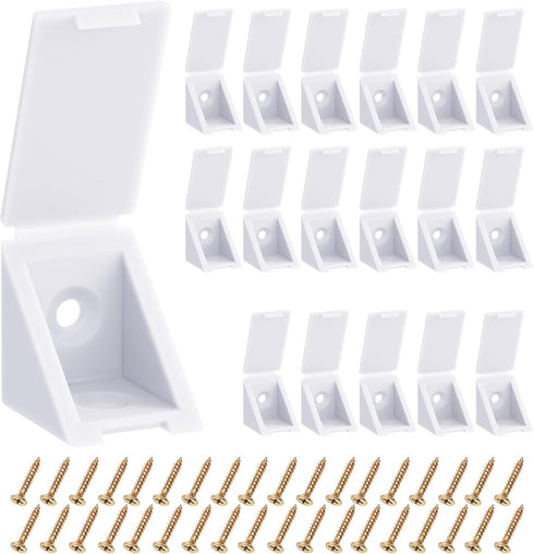 20 Pcs L Shape Bracket with Cover Cap,21x21x17mm Plastic Nylon Right Angle