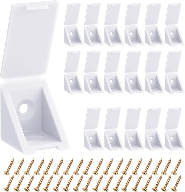 20 Pcs L Shape Bracket with Cover Cap,21x21x17mm Plastic Nylon Right Angle