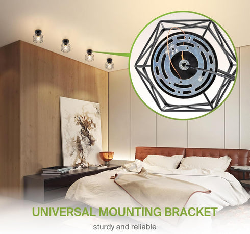 5.7" E26 120V 2 Pack ASD Black Semi Flush Mount Ceiling Light Fixture - ETL Modern Light Fixtures Ceiling Mount, Semi