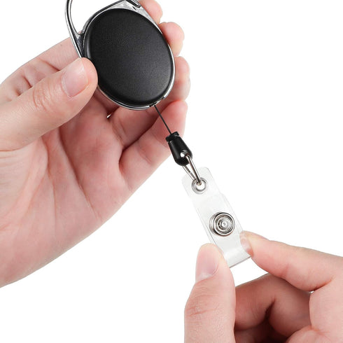 Clear ID Badge Holder Strap, Plastic Badge Strap with Snap and Eyelet Vinyl Clips for Card Holder (50 Pieces)