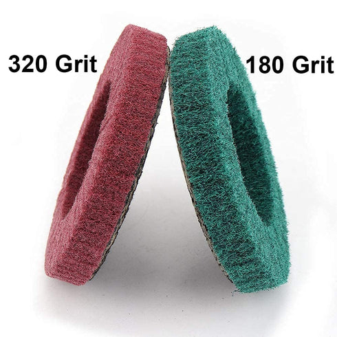 NUODUN 10Pcs 180/320 Grit Nylon Fiber Flap Disc - Metal Polishing Wheel for 4" Angle Grinder, Deburring and Rust Removal