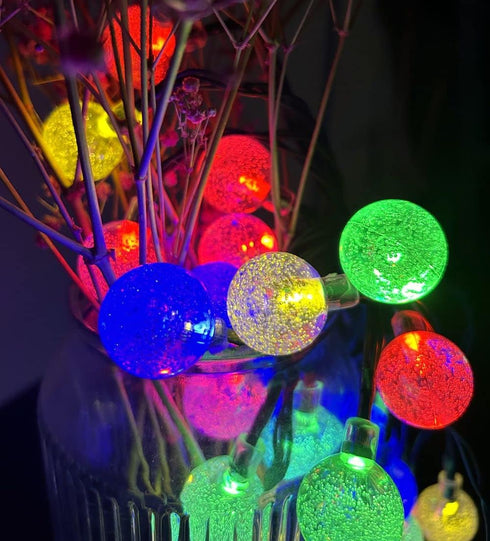 Solar String Lights Outdoor, 20ft Waterproof 30 LEDs, 8 Modes Crystal Globe Fairy Lights for Backyard Patio Wedding