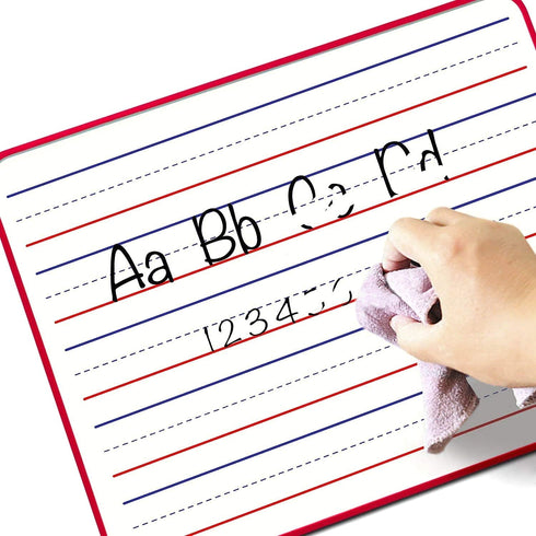 SCRIBBLEDO Magnetic Small Dry Erase White Board, 9" x 12" Double Sided, Ruled - Blank Handheld Red Framed Lapboard