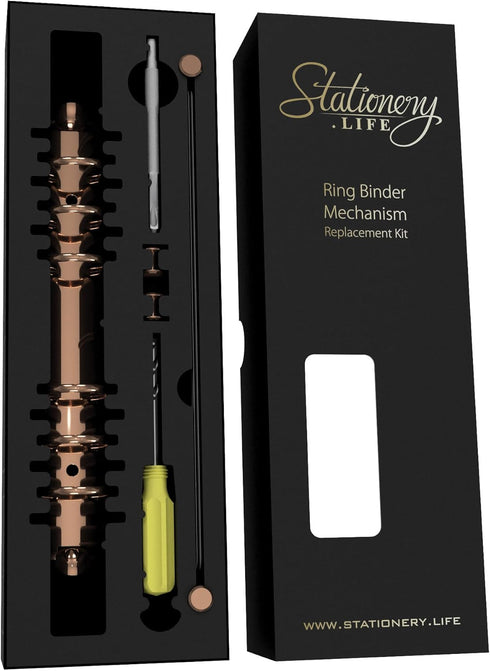 Stationery.Life Ring Binder Mechanism Replacement Kit for Personal Organizers, 6 Rings, Rose Gold