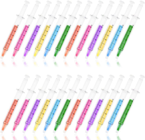 Syringe Highlighter Pens - 6 Colors, 24pc Set