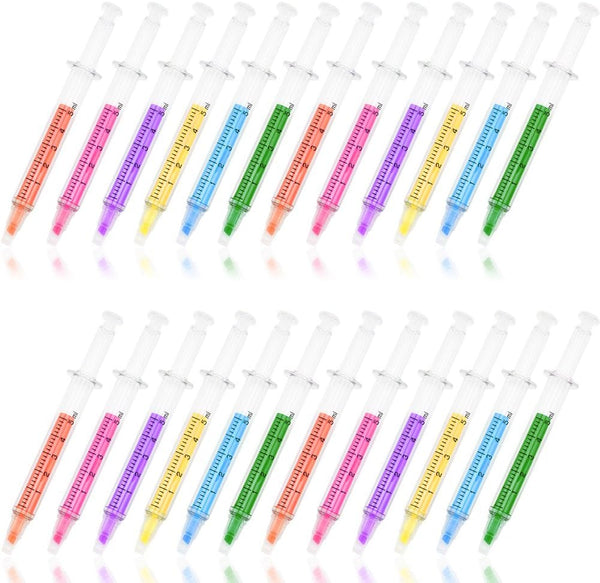 Syringe Highlighter Pens - 6 Colors, 24pc Set