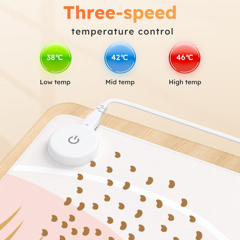 iCasso Heated Mouse Pad Hand Warmer - 35.4" x 15.7" Electric Warm Desk Mat with 3 Heating Levels