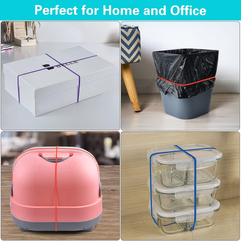 Large Heavy Duty 12 Inches Latex Rubber Bands, Strong Elastic Bands for Office Supply, 60 Pack (Multicolour) Trash Can
