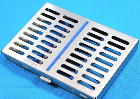 GERMAN STAINLESS DENTAL INSTRUMENTS AUTOCLAVE STERILIZATION CASSETTE for 10 INSTRUMENTS, 7.25" X 5" X 0.75"
