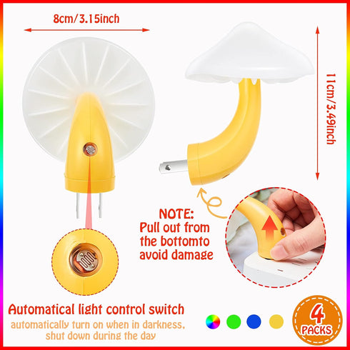 Honoson 4 7 Pieces Mushroom Night Light LED Night Light Plug in Lamp Color Magic Mini Pretty Mushroom Shaped Lamp