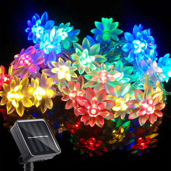ITICdecor Solar Flower String Lights Outdoor Waterproof 50 LED Solar String Lights