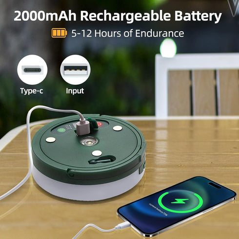 32.8' 6 IPX4 GHORA Camping String Lights, Outdoor USB Rechargeable with Remote Control - Modes Waterproof Portable Warm