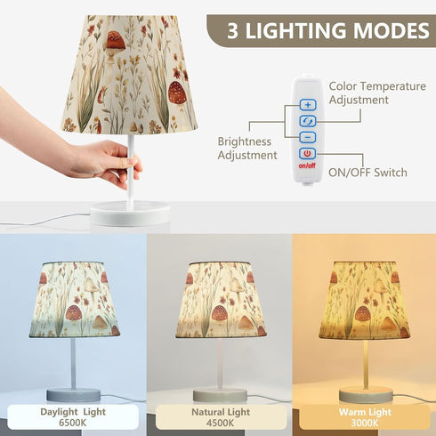 3 ALAZA Bedside Lamp Mushroom Forest Autumn Table Lamp for Bedroom Desk Lamp with USB Port LED Nightstand Color
