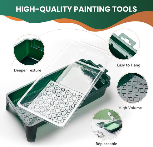 Paint Roller Kit, 15 Pcs 4 Inch Small Paint Roller, Tray, Liners, and Frame for Home Improvement Supplies