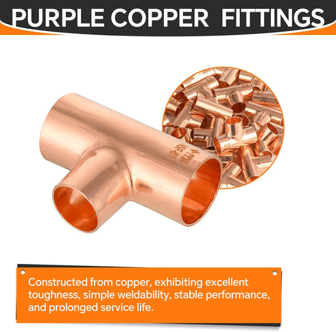 5-Pack Copper Fittings, 1"X1"X3/4" Copper Tee, C x C x C with Sweat Solder Connection