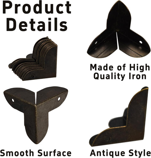 bociloy 24PCS 0.87" 0.87" Metal Box Corner Protectors, x Antique Bronze Triangle Edge Guard for Furniture, Cabinet