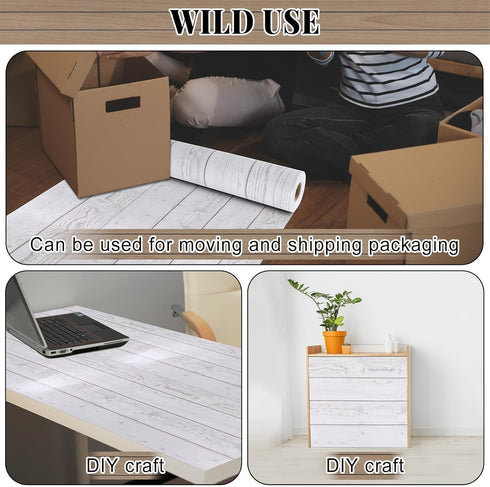 White Wood Bulletin Board Roll 15.55" x 236.22", Waterproof Erasable Non-woven Fabric for Classroom Decor Crafts