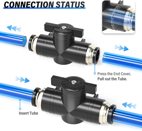 TAILONZ PNEUMATIC 4mm OD Ball Valve Air Flow Control Valve Push to Connect Fitting (Pack of 3)