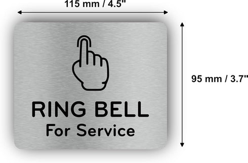 Ring Bell For Service Sign, Adhesive Waterproof Sticker or Door Notice, Silver/Gold/Black, Small Size