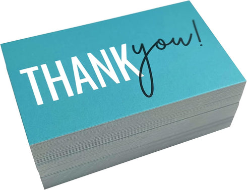 RXBC2011 Pack 100 Thank You for your support Cards Handwritten Lettering Design Thank you small business Card of (Aqua)