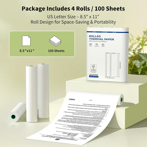 8.5''x11'' 4 100 PD-A4 Thermal Printer Paper US Letter Size, rolls, sheets, Thermal Paper Quick-Dry, Advanced Clear