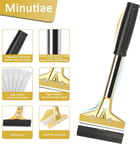 Razor Blade Scraper, 4 In Floor Tool with 20PCS Extra Metal Blades for Cleaning Stove Top, Windows, Glass