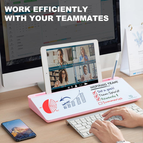 TSJ OFFICE Desktop Whiteboard Dry-Erase Board with Drawer, Computer Keyboard Stand, Desk Organizers for Office & Home