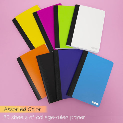 BAZIC Composition Book 80 Sheet 5" x 7" Poly Cover Notebook, Writing Journal Comp Lined Notebooks for Office School, Assorted Color, 8-Pack by BAZIC Products