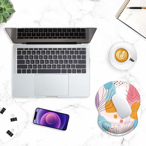 ITNRSIIET Ergonomic Mouse Pad with Gel Wrist Support, Small Wrist Rest, Non-Slip PU Base, 8.7 x 7.2 inches, Art Style