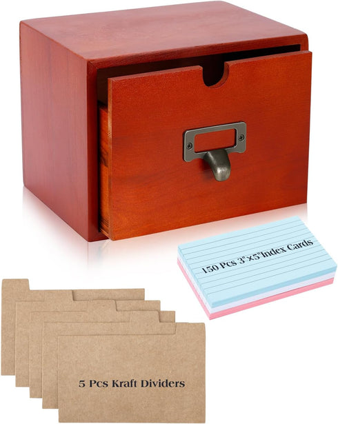 UCEC Index Card Organizer, Index Card Organizer 3x5 Wooden Index Card Holder Box