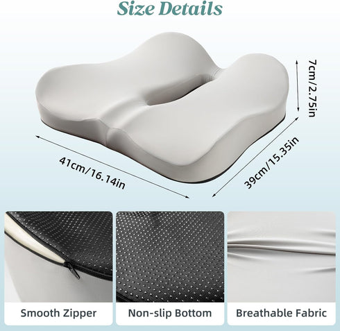 SheRest Seat Cushion, Ergonomic Memory Foam Cooling Cushion, Pressure Relief Suitable for Long Sitting Hours on Office