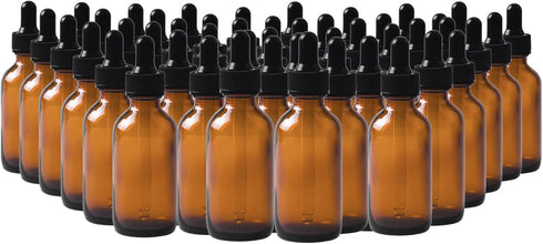 48 Pack 2oz Amber Glass Dropper Bottles - Eye Dropper Bottles with Glass Droppers for Essential Oils, Perfumes