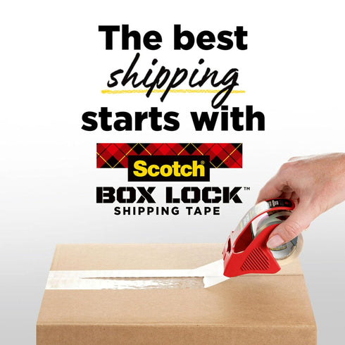 Scotch Box Lock Packing Tape, Clear Extreme Grip Moving Tape, 1.88 in. x 54.6 yd, 3 rolls, dispenser not included
