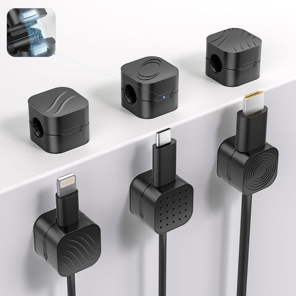 6Pack Cable Organizer Clips, Magnetic Cable Holder (1s Lock), XOVRAETH Strong Adhesive