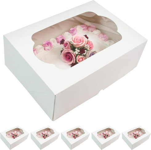 Global Sugar Art 5-Count Extra Deep Quarter Sheet Cake Box with Window,