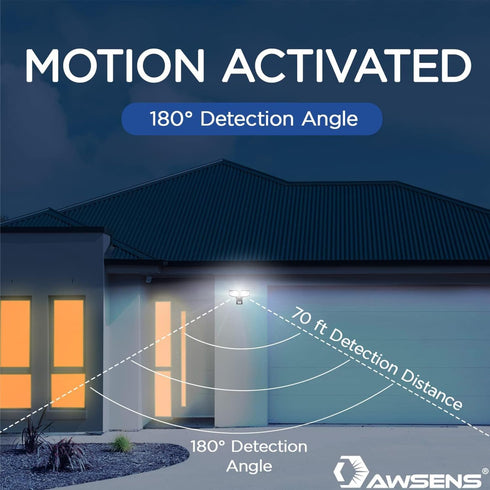 40W 180 4000 5000 2 LED Security Lights Motion Sensor Light Outdoor, Degree, LM Motion Security Light, K, ETL Water