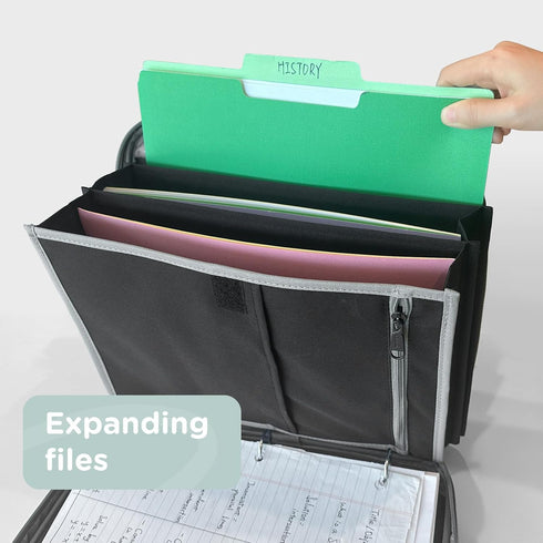 Zipper Binder, 1 Inch 3 Rings with Internal Pockets, 375 Sheet Capacity, Fits Standard Size File Folders