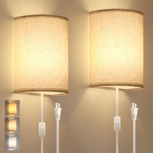 Plug in Wall Sconce, 3 Color Wall Sconces Set of Two, Industrial